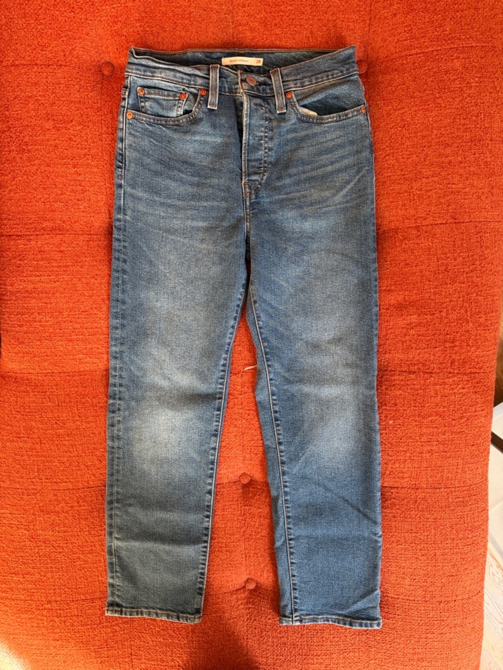 Levi's Medium Blue Denim Jeans with Tan Leather Patch